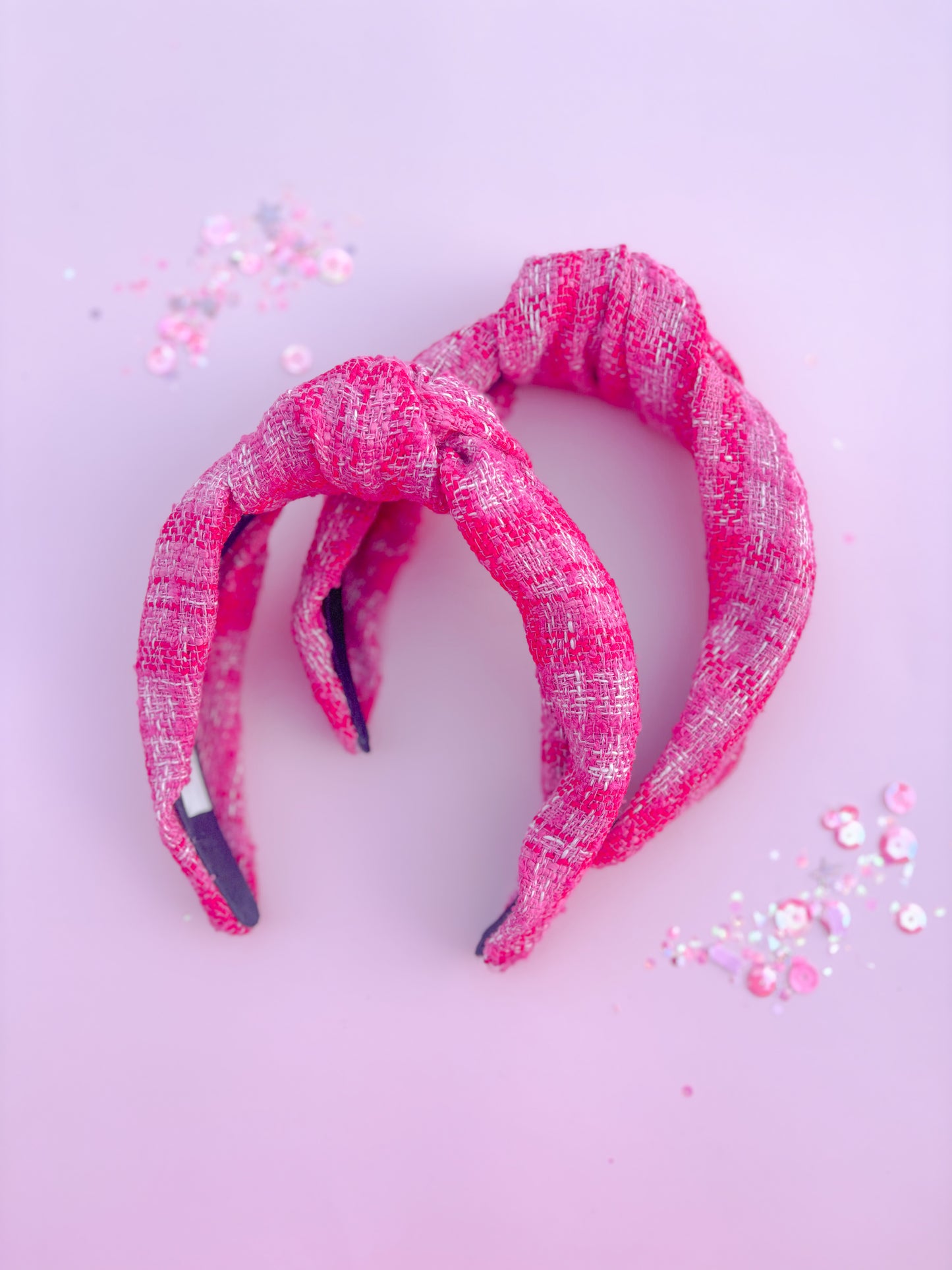 Pink Tweed Knotted Headband for Girls & Women