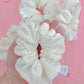 Crisp White Ribbed Scrunchy