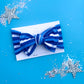 Blue Stripe Baby Bow Turban Kansas City Inspired