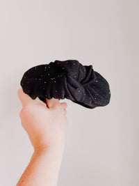 Black Glitter Knit Knotted Headband for Girls & Women