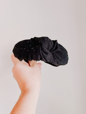 Black Glitter Knit Knotted Headband for Girls & Women