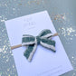 Green Stripe Small Pinwheel Bow