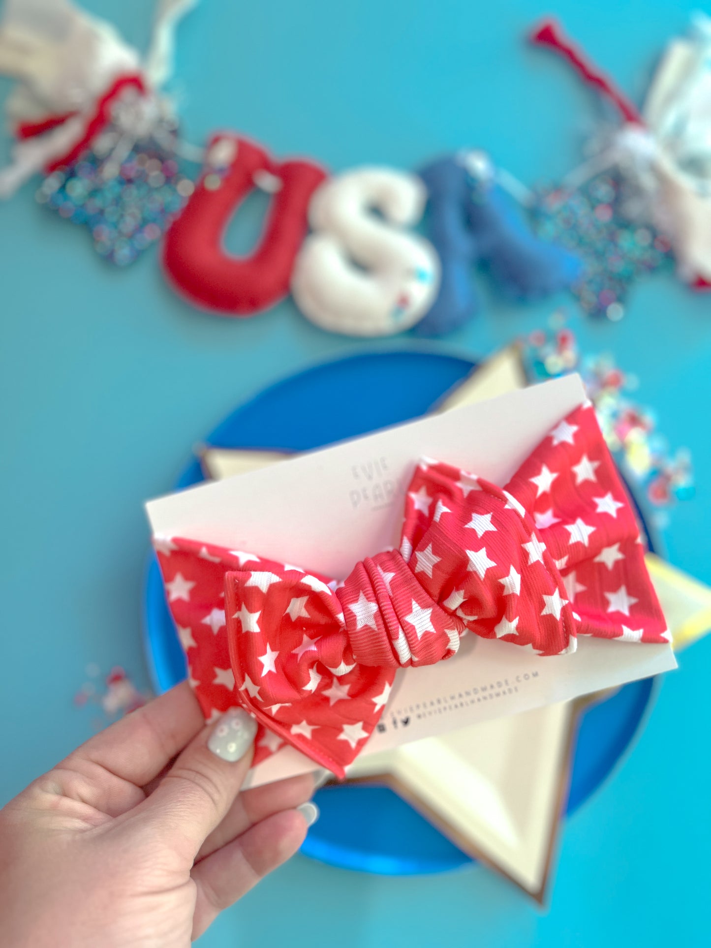 Red Stars Baby Bow Turban