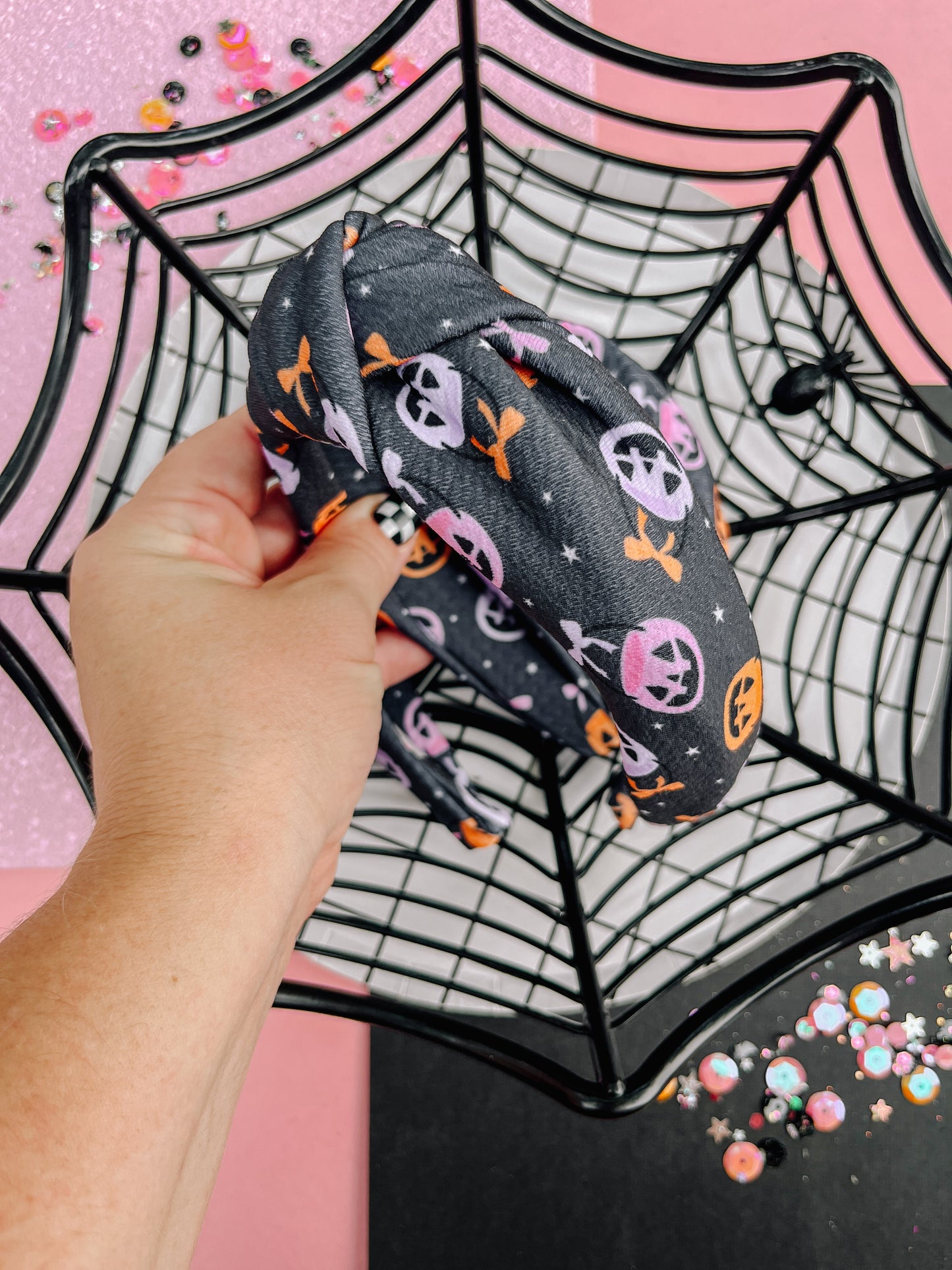 Black|Pumpkin Bow Buckets Knotted Headband for Girls & Women