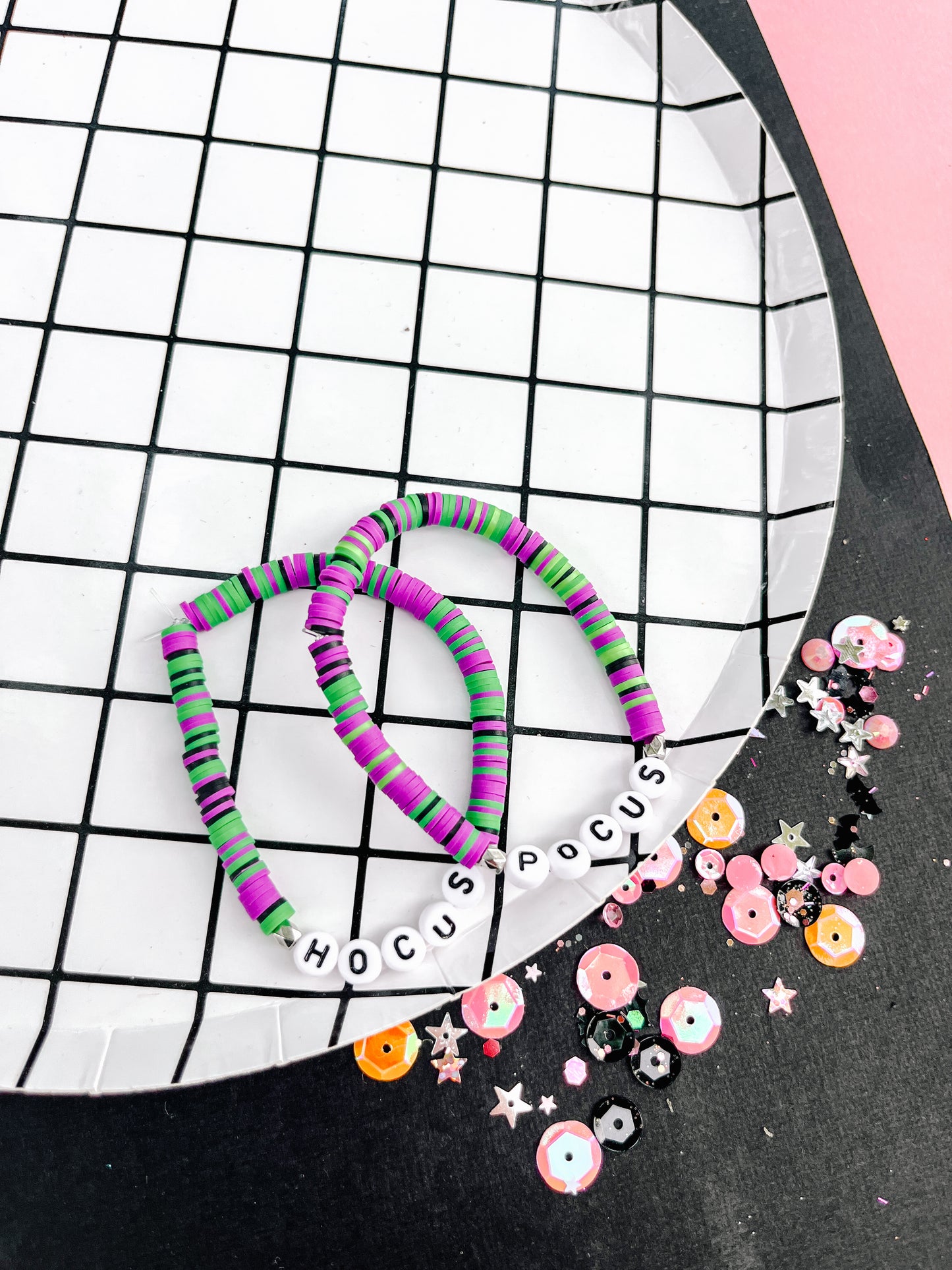 Hocus Pocus Green & Purple Bracelet made by Evie Pearl