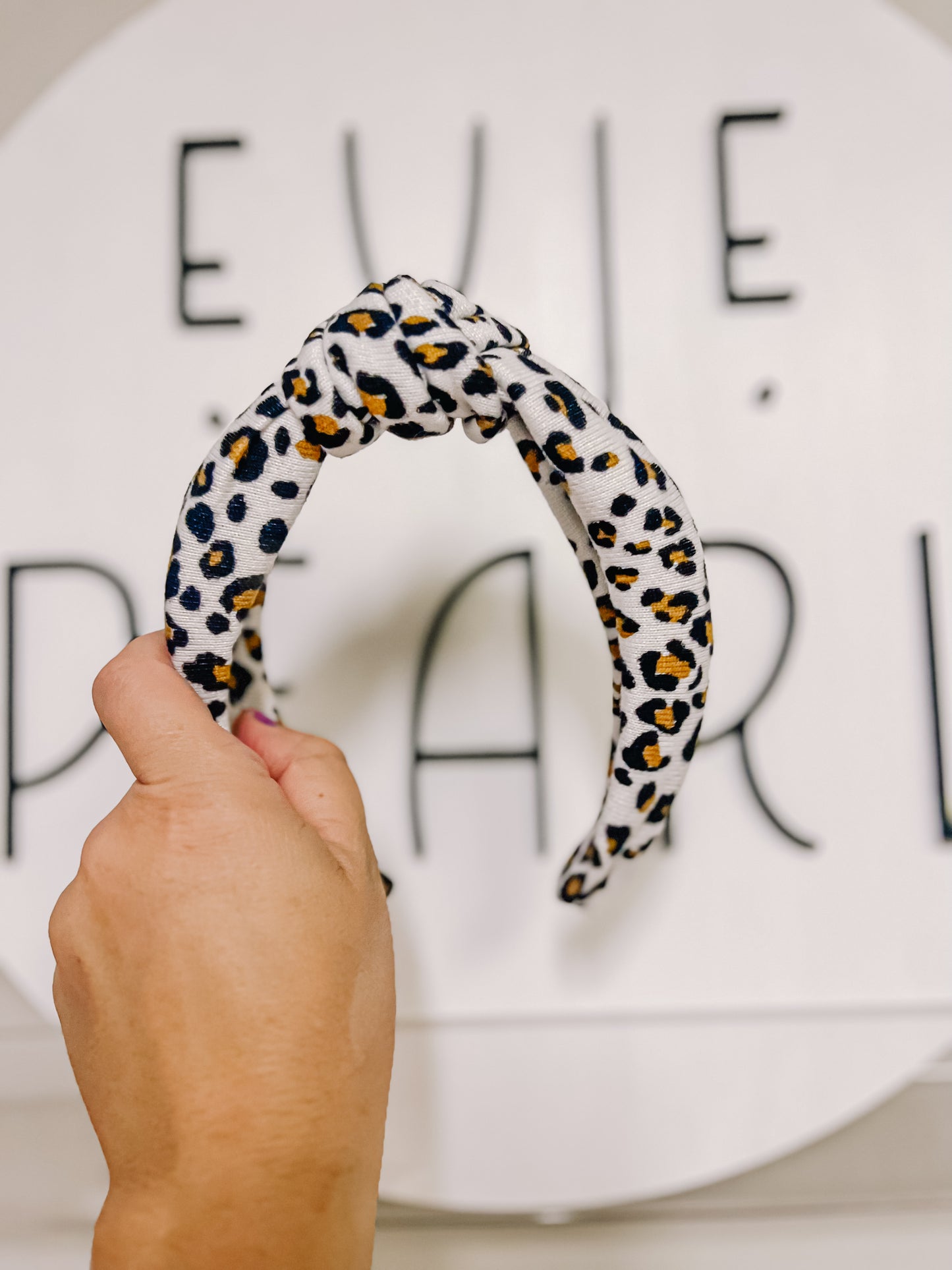 White Leopard Fall Knotted Headband