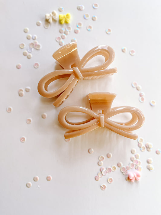 Nude Pink Bow Large Claw Clip