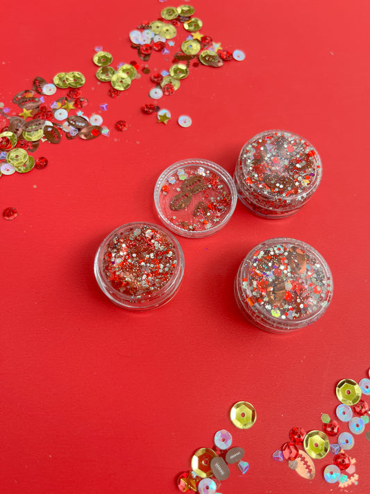 Red Silver Football Hair Glitter Game Day Gel