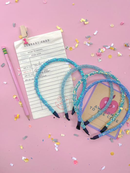 1 Blue Surprise Glitter Headband For Girls