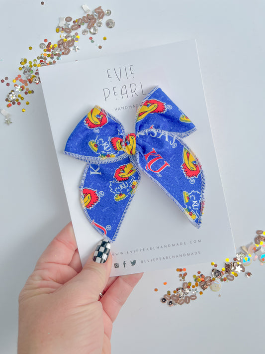 Medium Blue KU Rockchalk Hair Bow