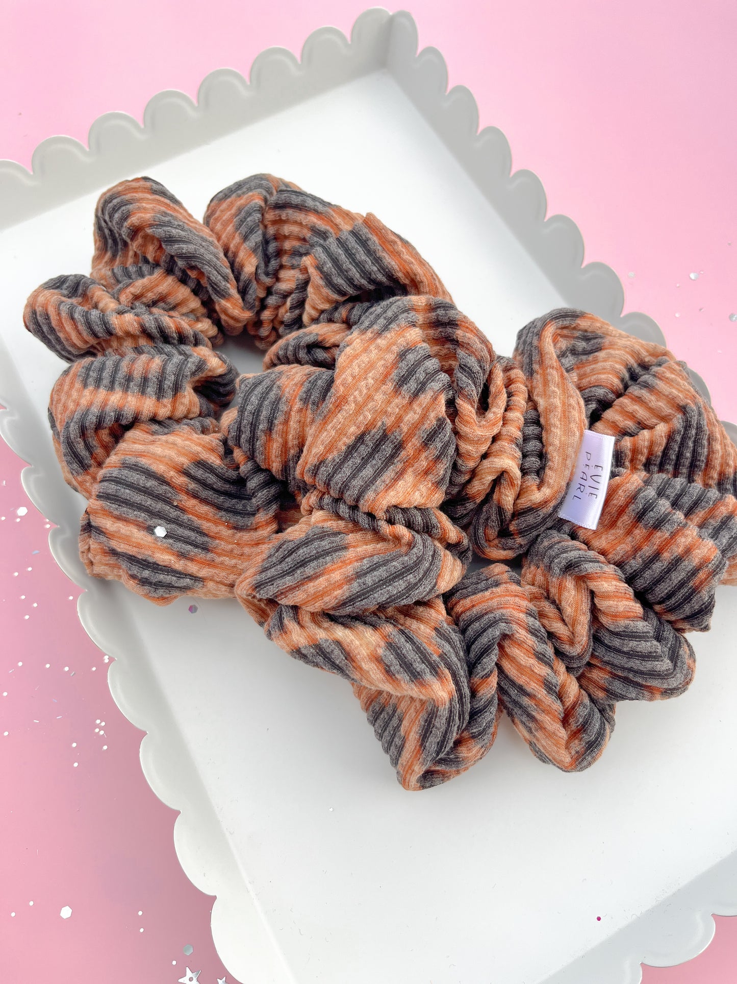 Leopard Ribbed Oversized Scrunchy