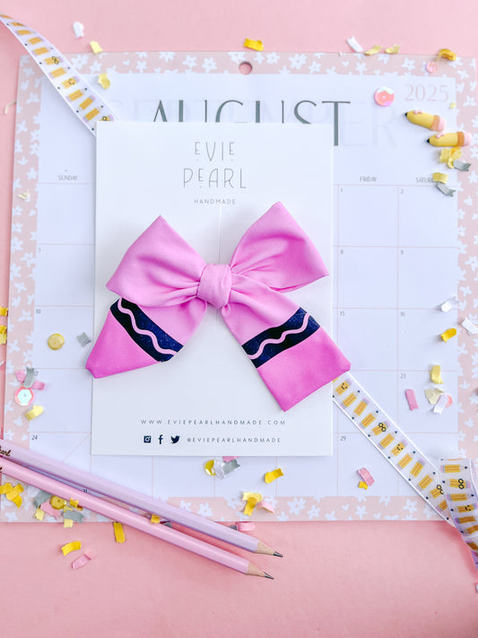 PREORDER: Pink Crayon Name Bow