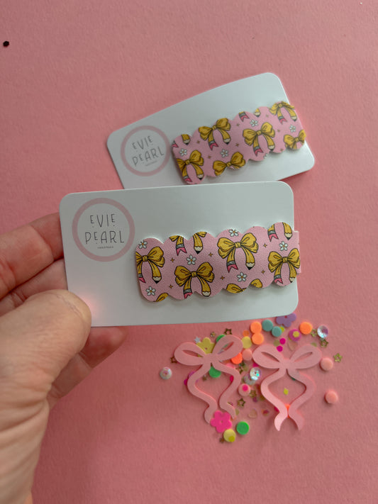 Pencil Bow Single Snap Clip
