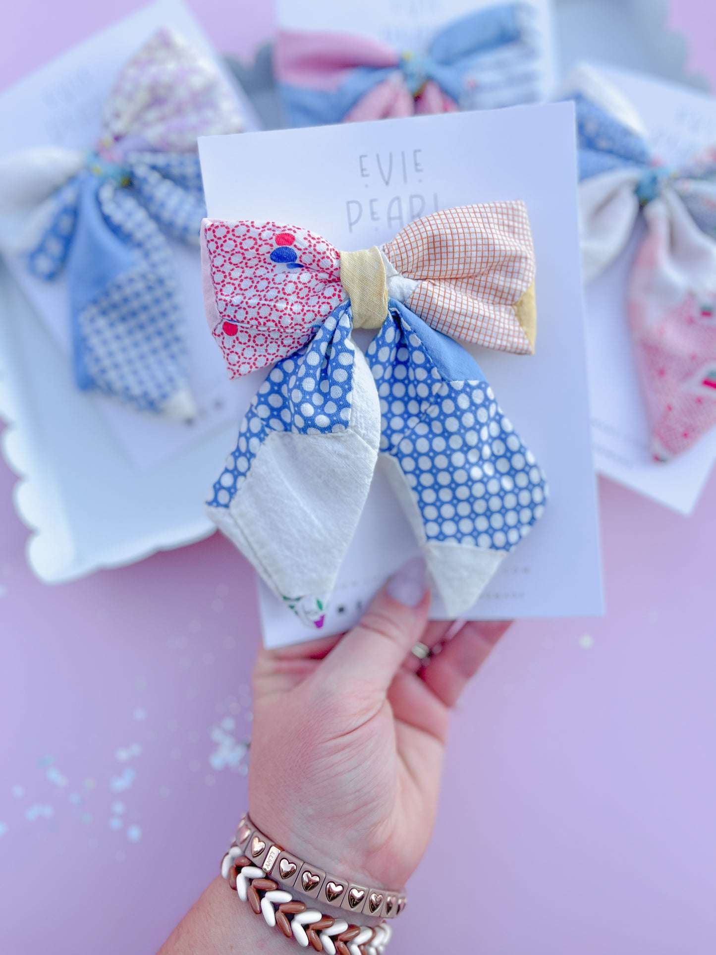 Heirloom Patchwork Quilted Medium Sailor Bow for Girls & Women