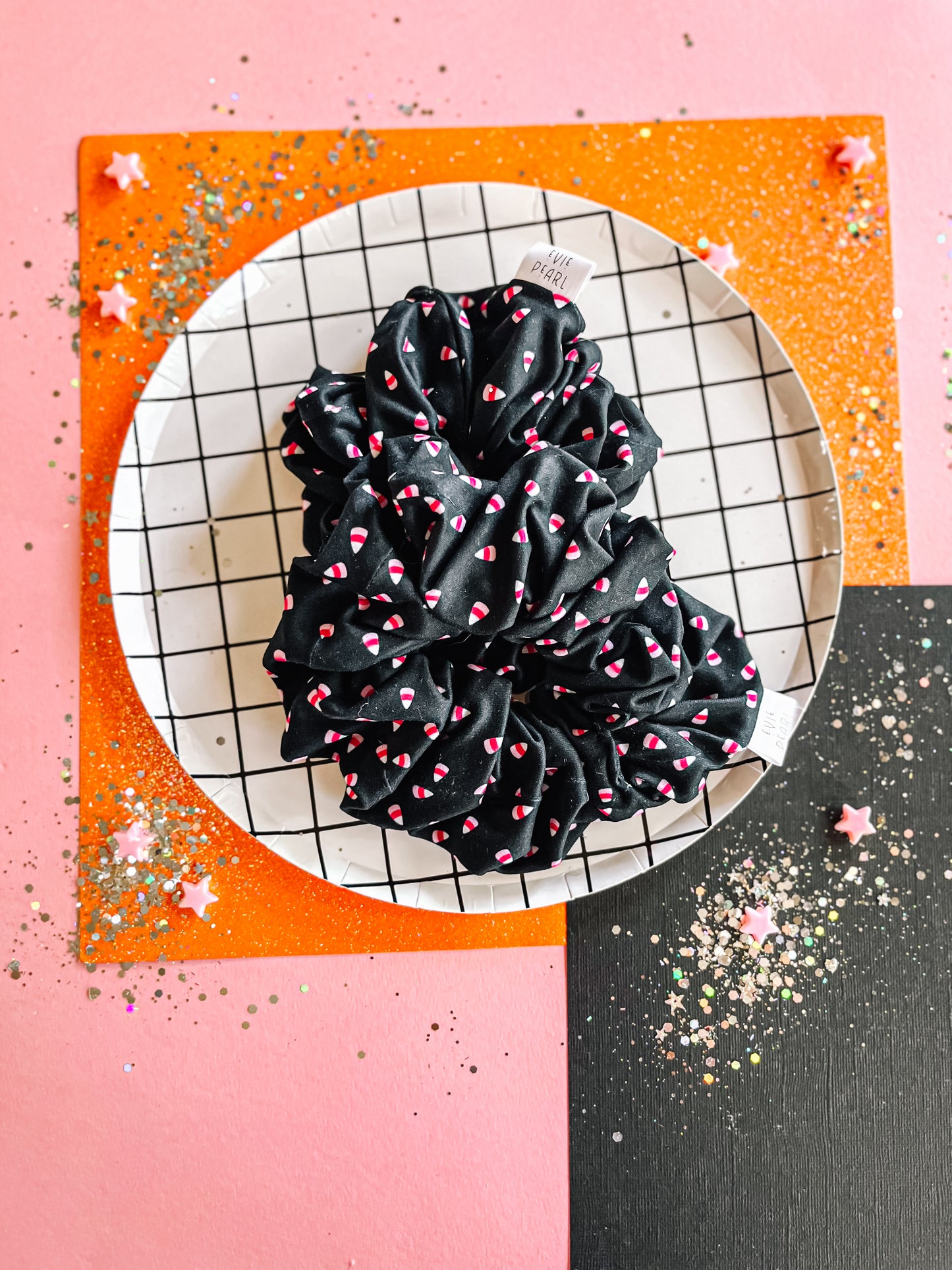 Black|Pink Candy Corn Oversized Scrunchie