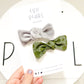 Gray Velvet & Green Leopard Knot Bow Set