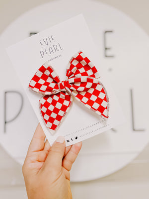 Red Checkered Bow