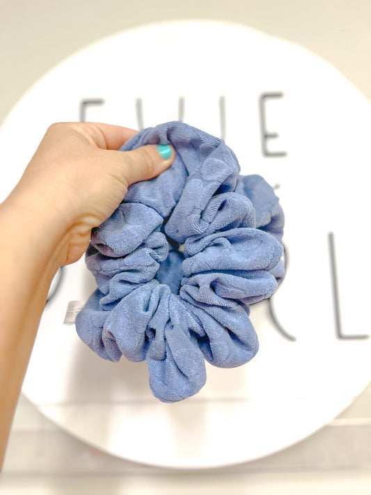 Blue Daisy Flocked Oversized Scrunchy