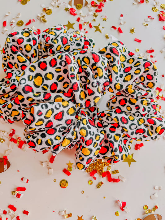 White Red Gold Leopard Oversized Scrunchy R2S