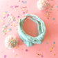 Minty Tulle Swiss Dot Knotted Headband