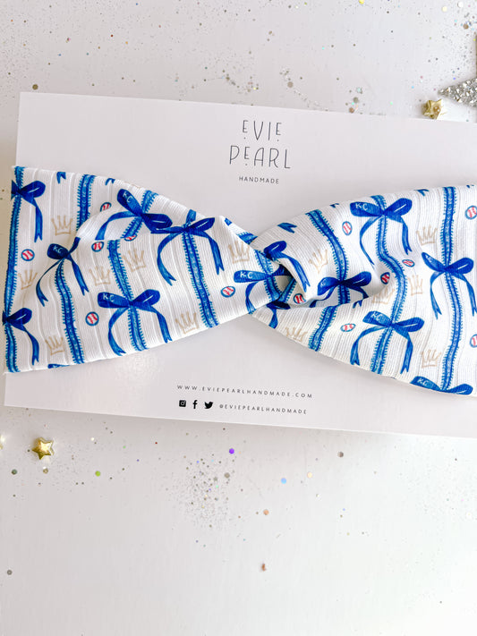 Blue Bows KC Twisted Turban