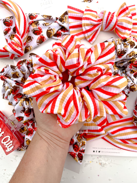 Red & Gold Stripes Oversized Scrunchy