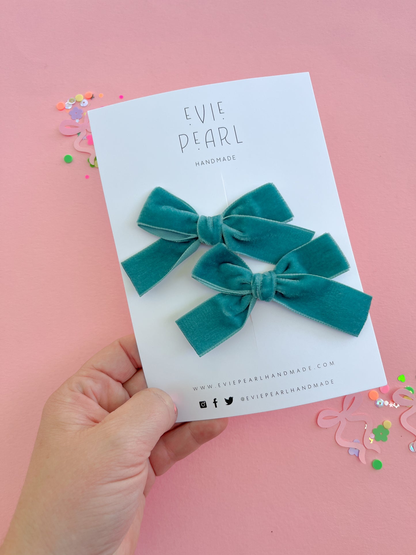 Tropical Punch Teal Velvet Classic Pigtails