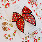 Red Leopard Black Stitching Bow