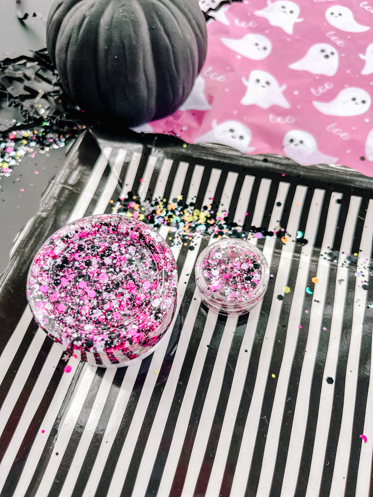 BOO-tiful! - Pink + White + Black Halloween Hair Glitter