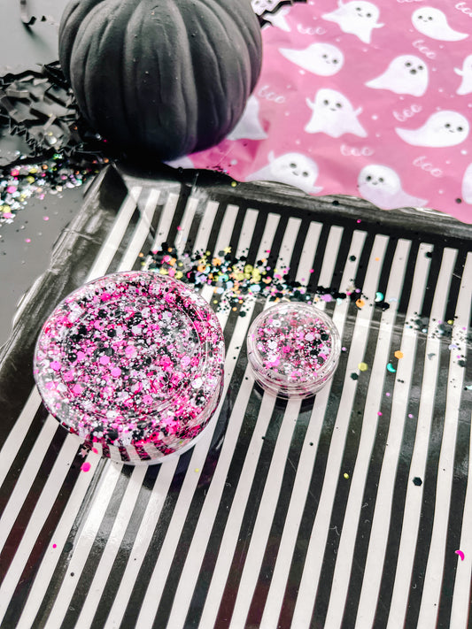 BOO-tiful! - Pink + White + Black Halloween Hair Glitter