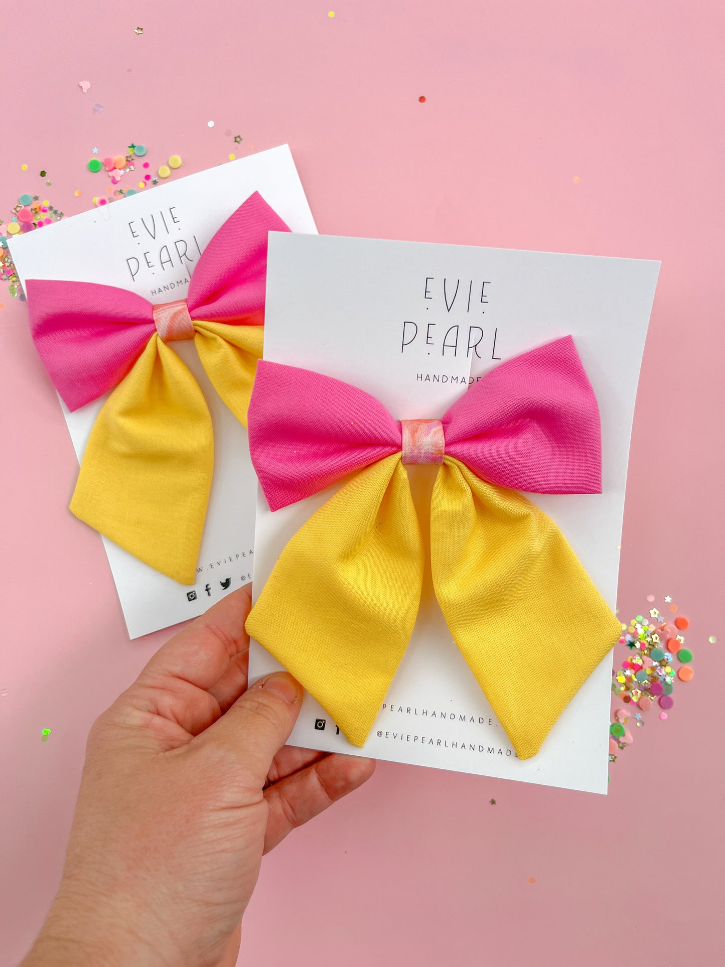 Pink & Yellow Colorblock Medium Sailor Bow