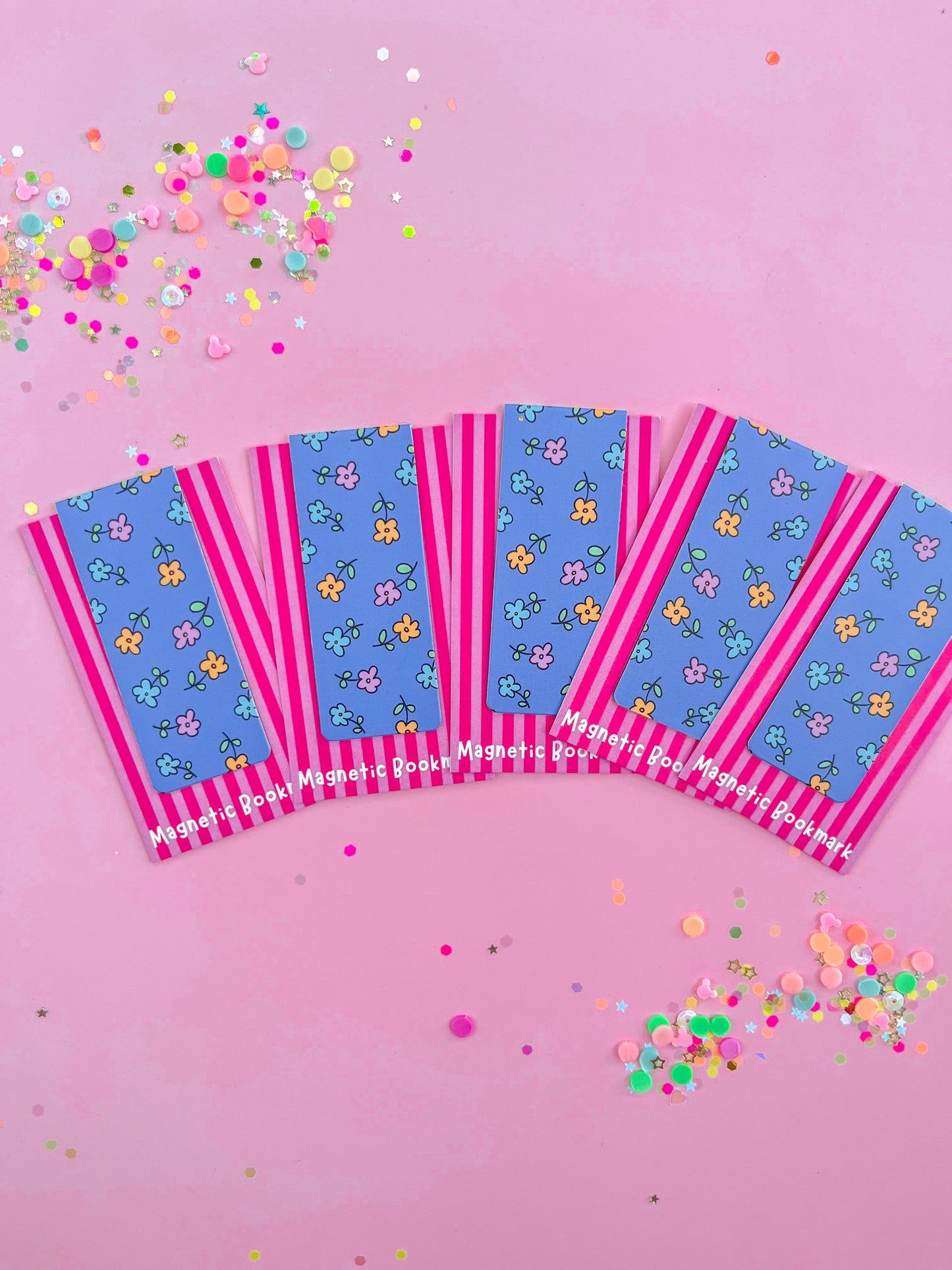 Blue Floral Magnetic Bookmark