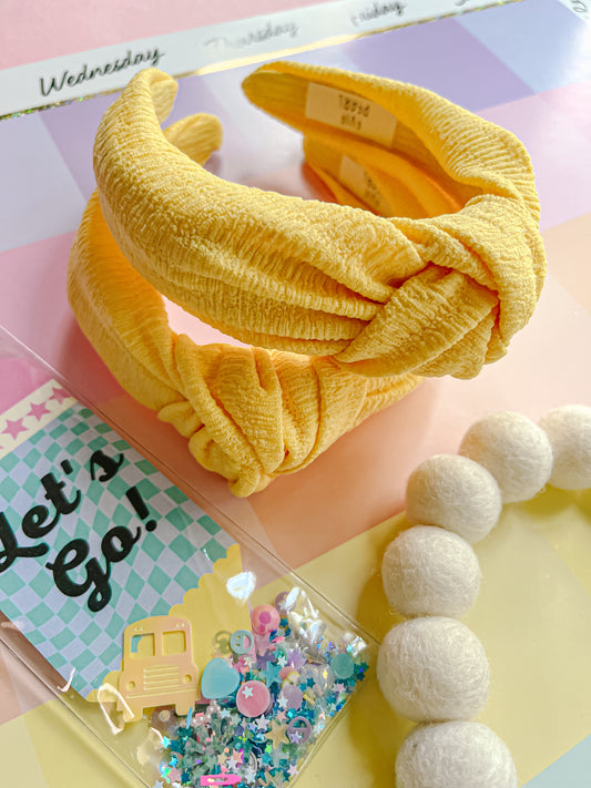 Yellow Crinkle Knotted Headband