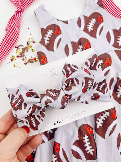 Football Hearts KC Baby Bow Turban