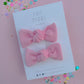 Bubblegum Pink Bullet Knot Bow Pigtail Set