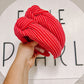 Red Ribbed Knotted Headband