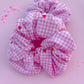 Pink Gingham Red Heart Oversized Scrunchy