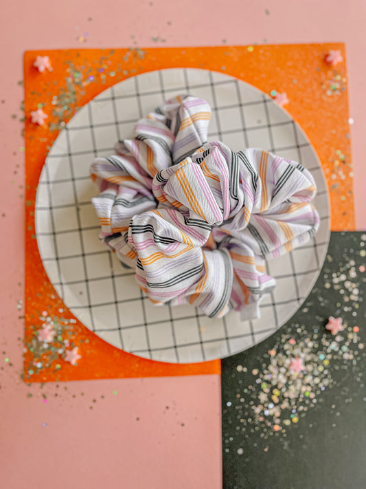 Black|Orange|Purple|Lilac Halloween Stripes Oversized Scrunchie