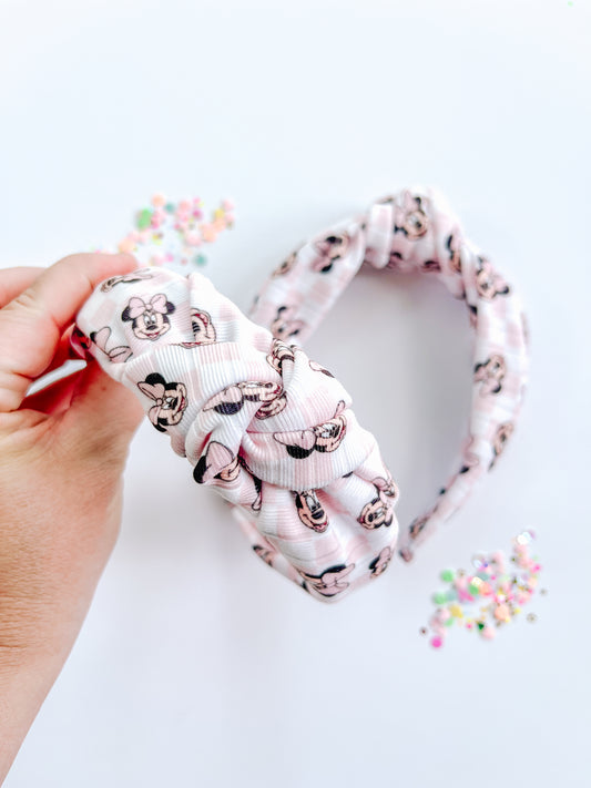 Pink Checkered Magical Mouse Headband for Girls & Women