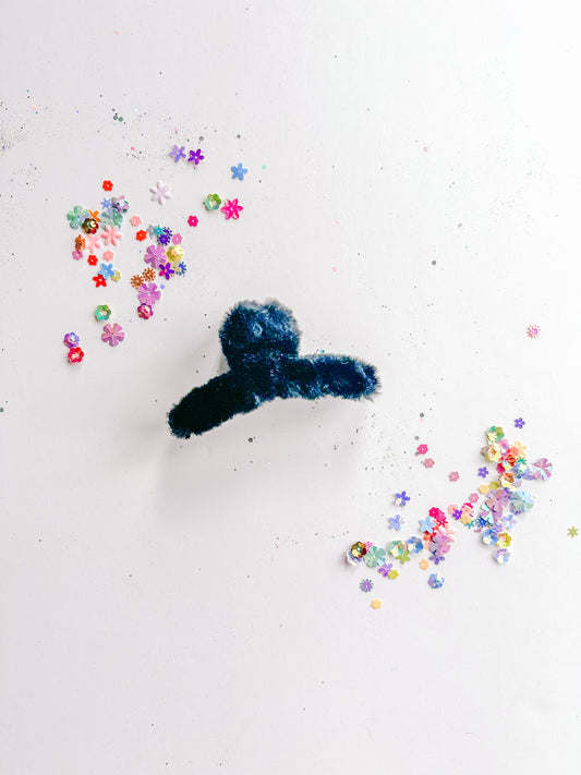 Black Fuzzy Claw Clip