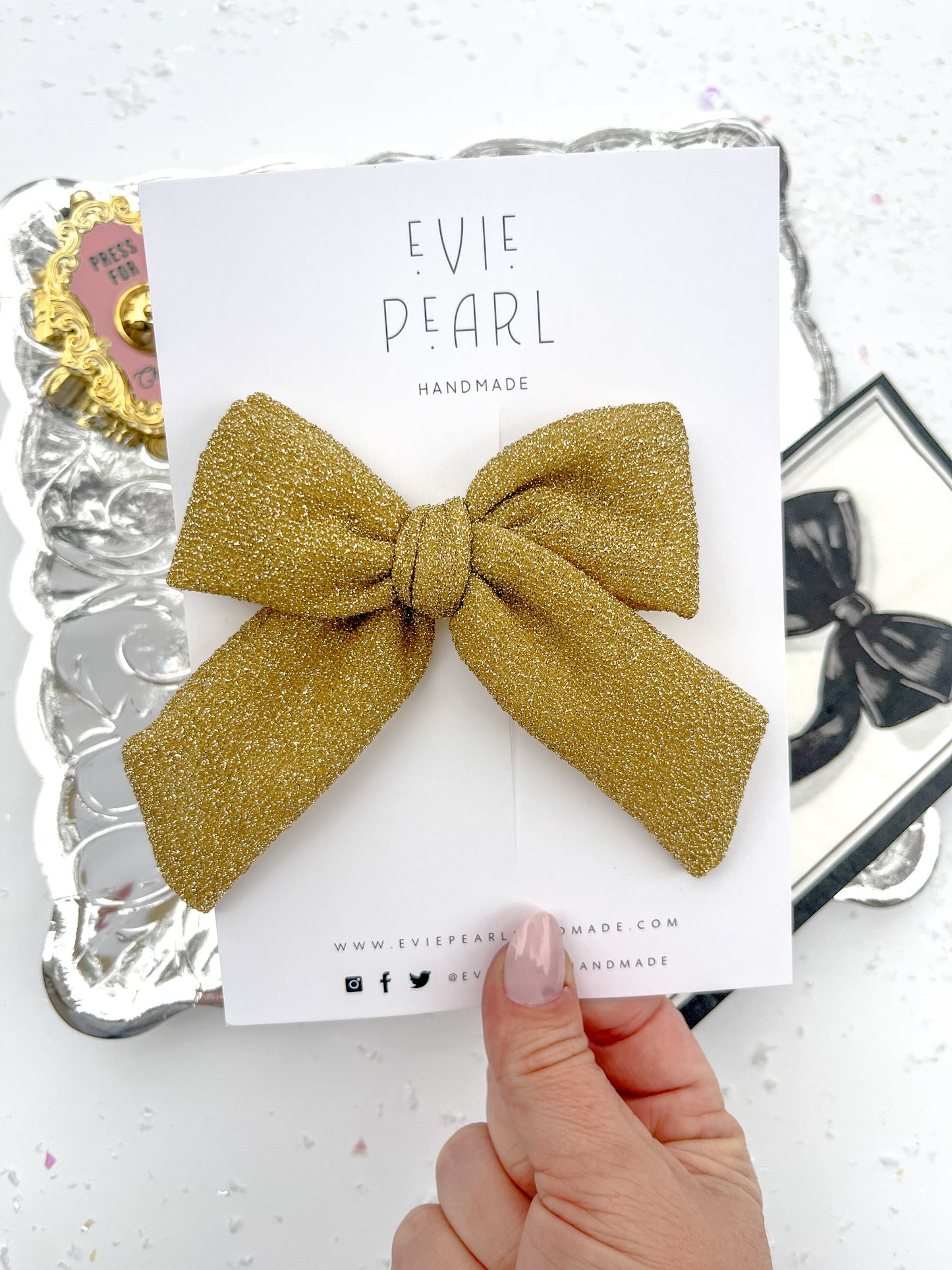 Gold Glitter Large Pinwheel Bow