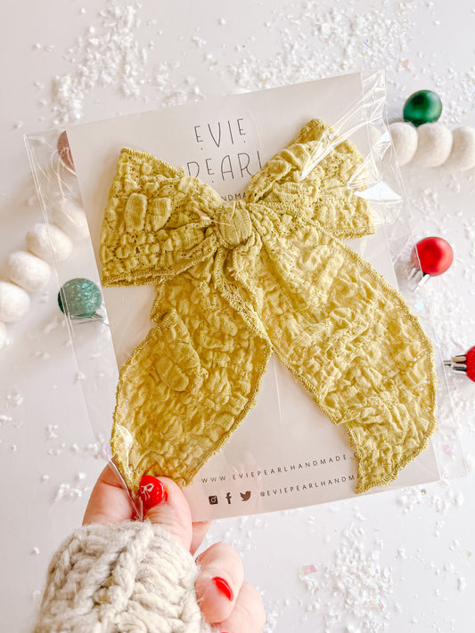 Mustard Crinkle Oversized Bow