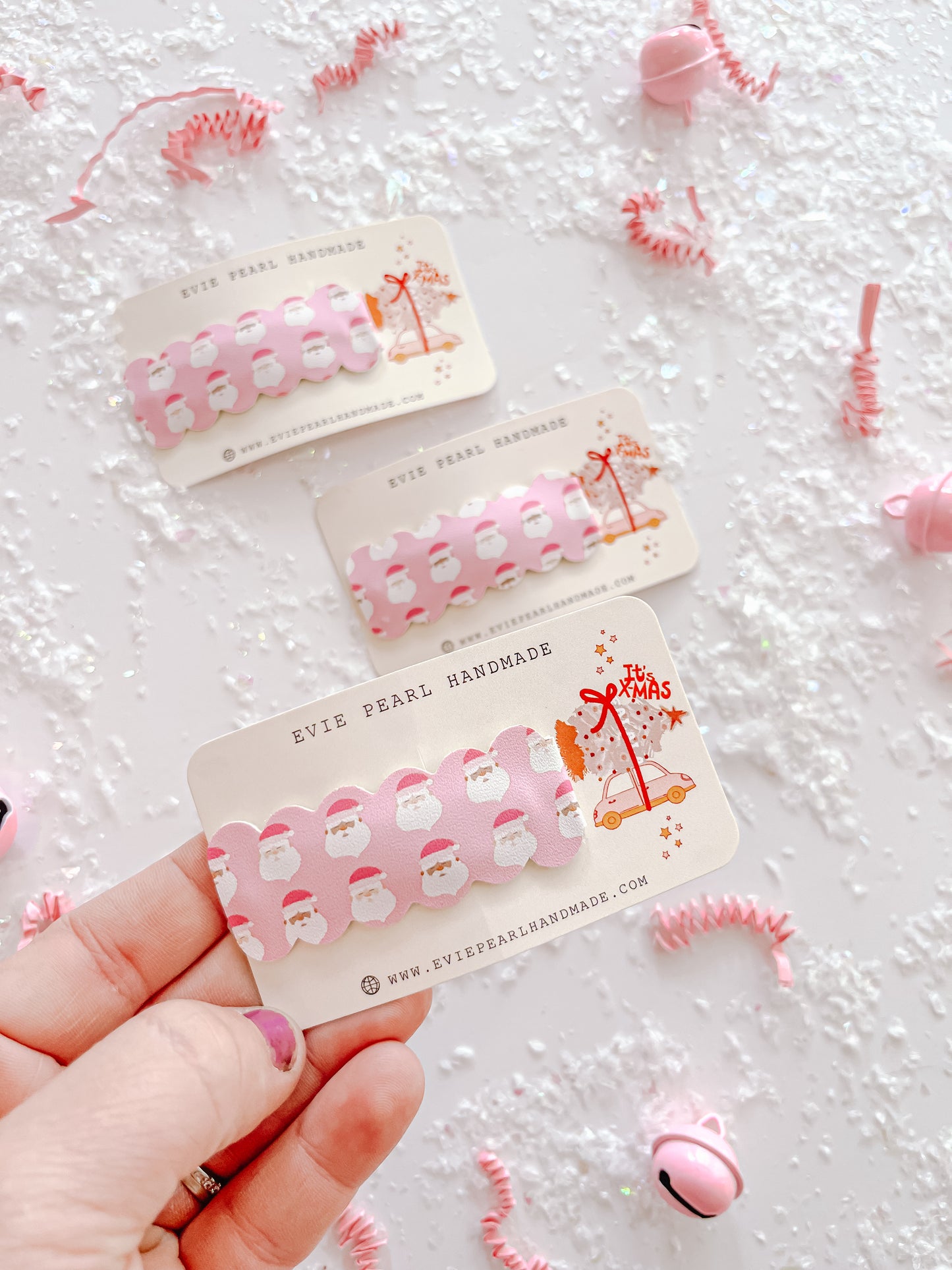 Pink Santa Single Snap Clip