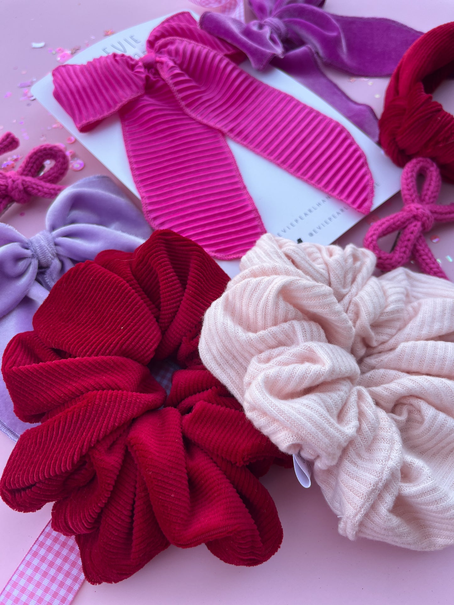 Light Pink Ribbed Soft Oversized Scrunchy for Girls & Women