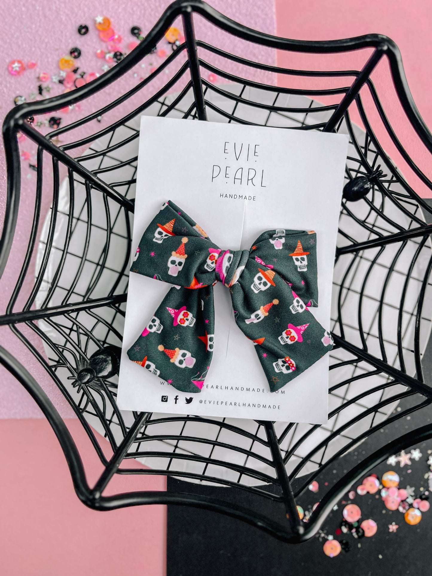 Black| Large Party Skullie Bow