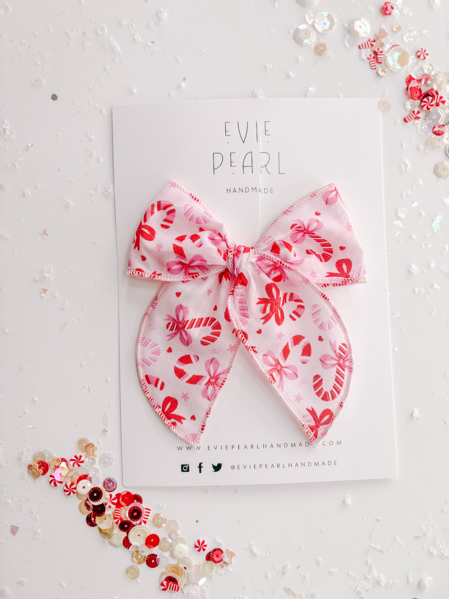Pink Red Candy Cane Bow