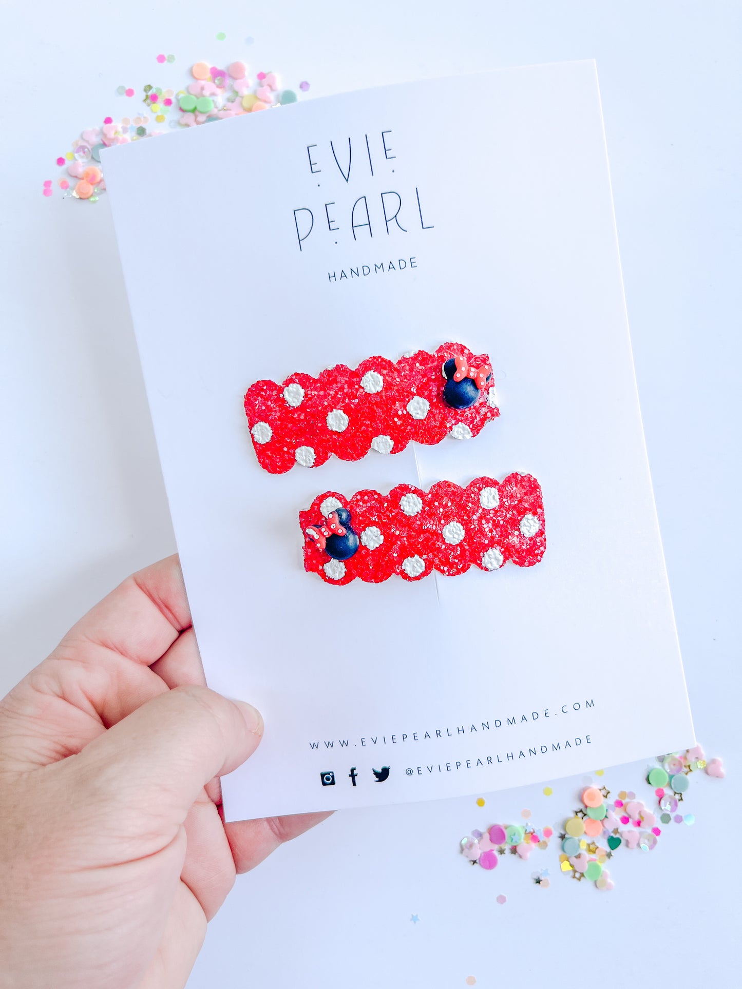 Red Dot Girl Mouse Pigtail Snap Clips