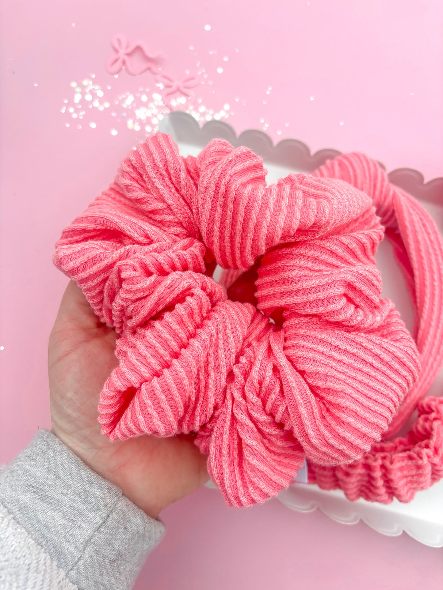 Coral Ribbed Teacher Gift Set- Lanyard| Knotted Headband| Scrunchie