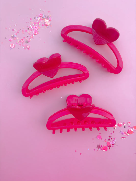 Pink Heart Large Claw Clip