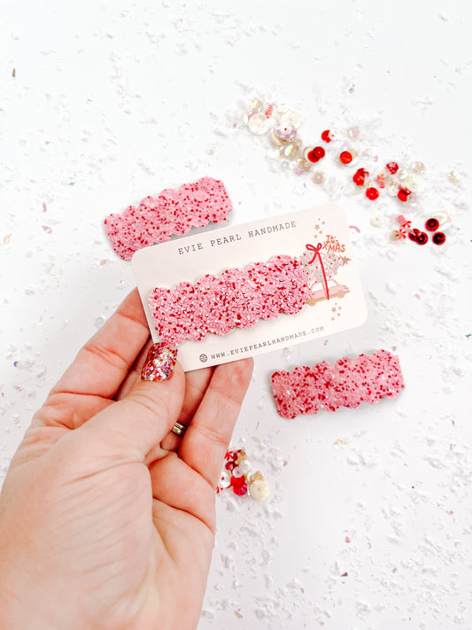 Pink Red Glitter Sparkle Snap Clip